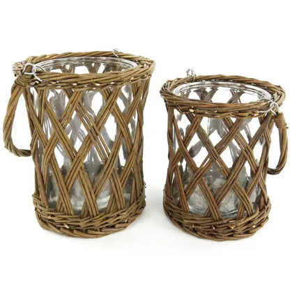 Glass & Wicker Vase (Large)