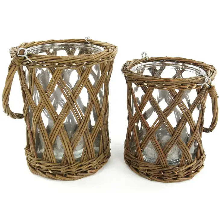 Glass & Wicker Vase (Large)