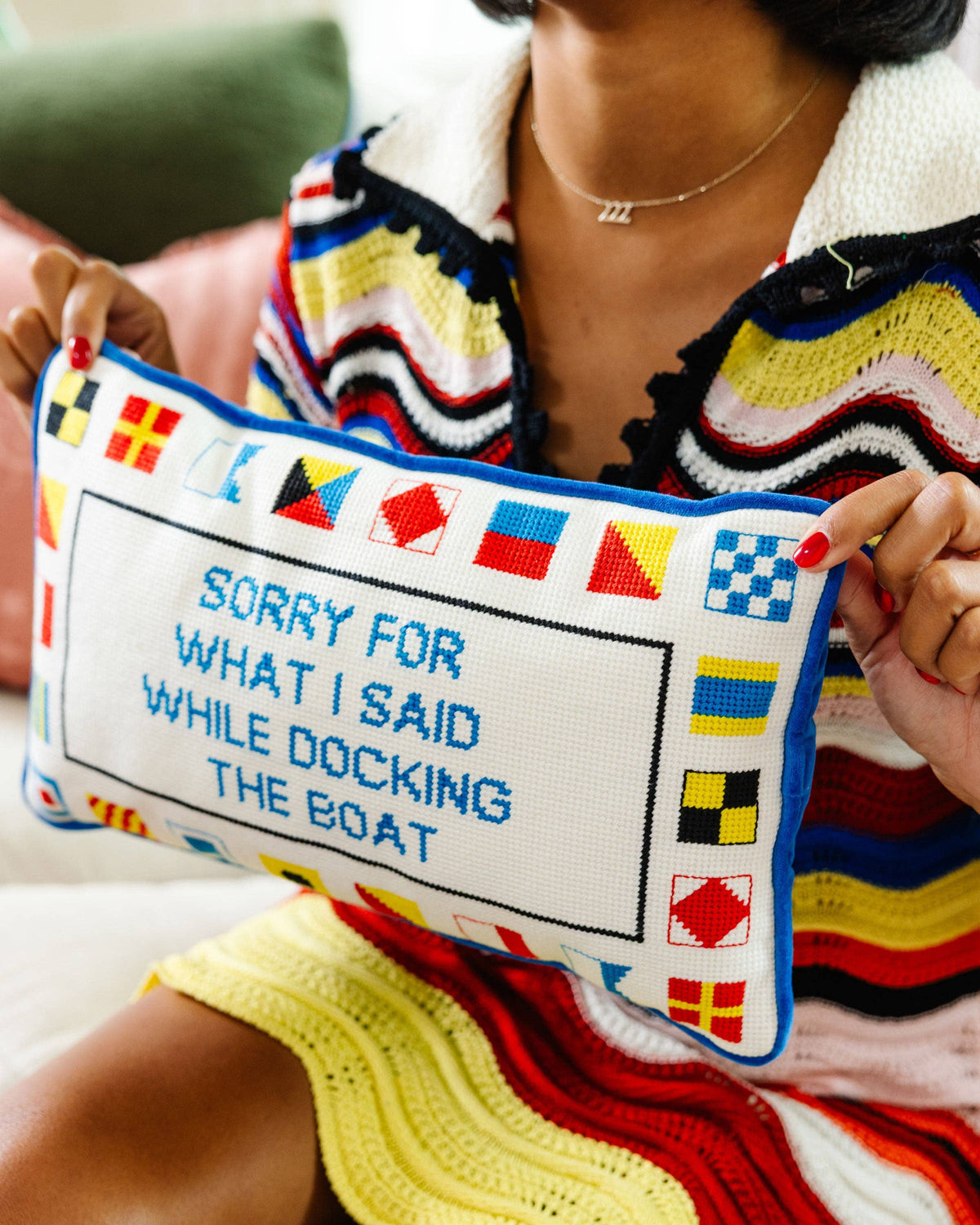Docking The Boat Needlepoint Pillow - Furbish Studios (9in x 15in)