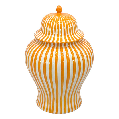 Orange & White Candy Cane Striped Ceramic Vase 18in