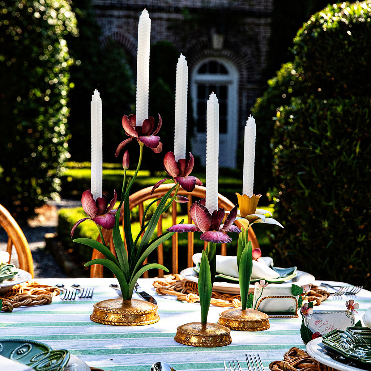 Meadow Walk Iris 14" Centerpiece Candelabra - Pink