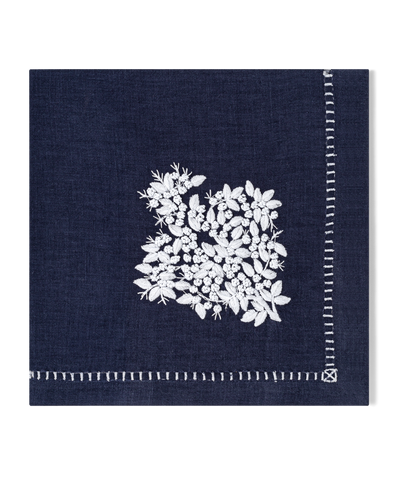 Linen Dinner Napkin, White on Taupe