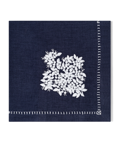 Linen Dinner Napkin, White on Taupe