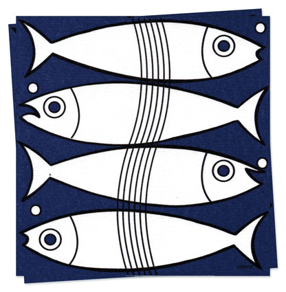 Cocktail Napkin, Fish  - Françoise Paviot (20 count, 5in sq)