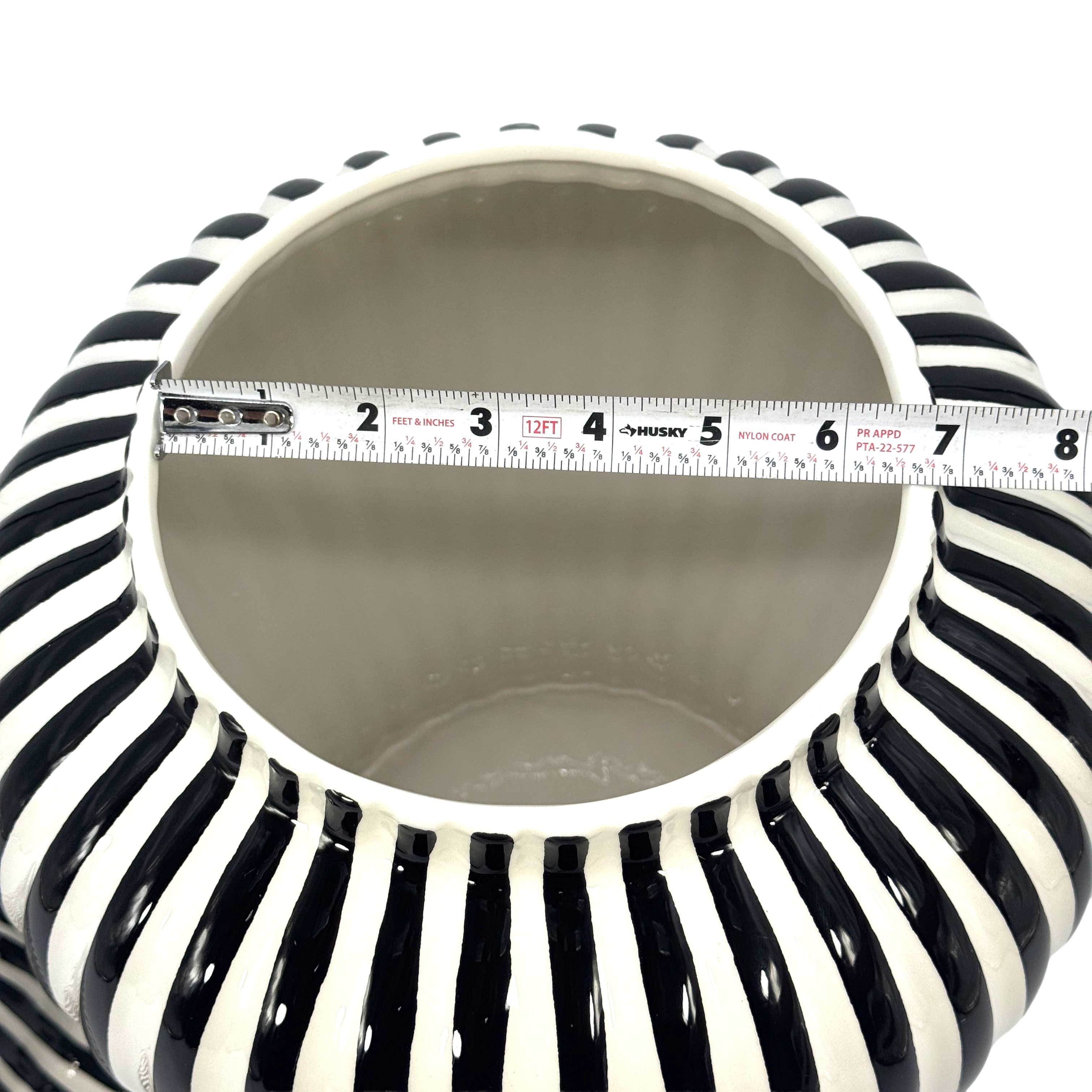 Black & White Candy Cane Striped Ceramic Vase, 18in