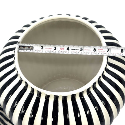 Black & White Candy Cane Striped Ceramic Vase, 18in