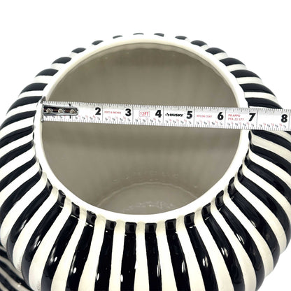 Black & White Candy Cane Striped Ceramic Vase, 18in