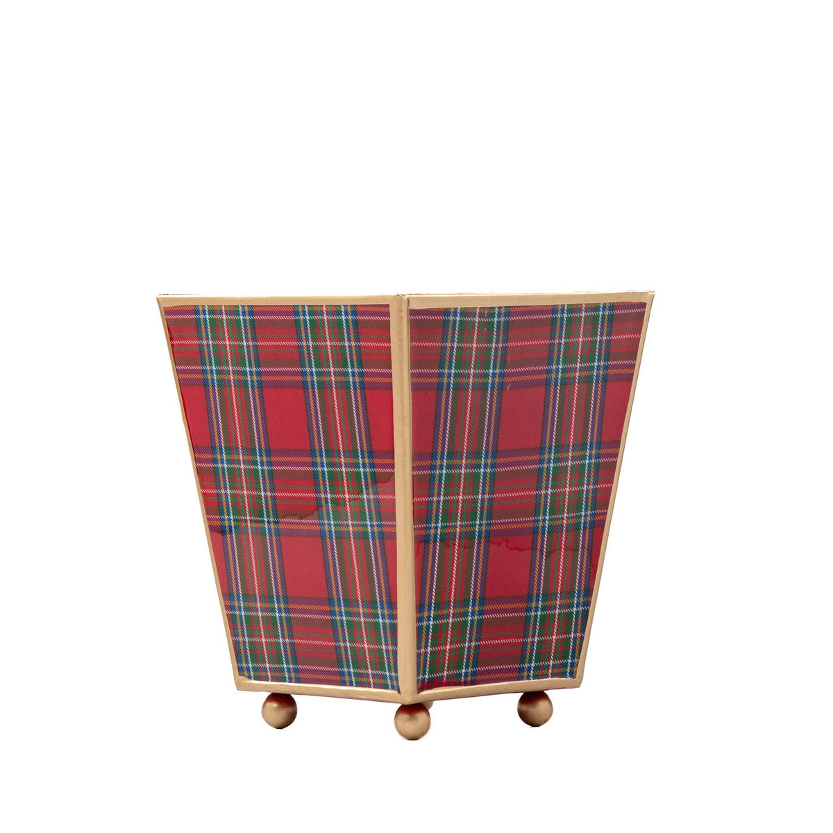 Cachepot, Tartan Plaid Enameled Square Planter - Jaye's Studio (4in)