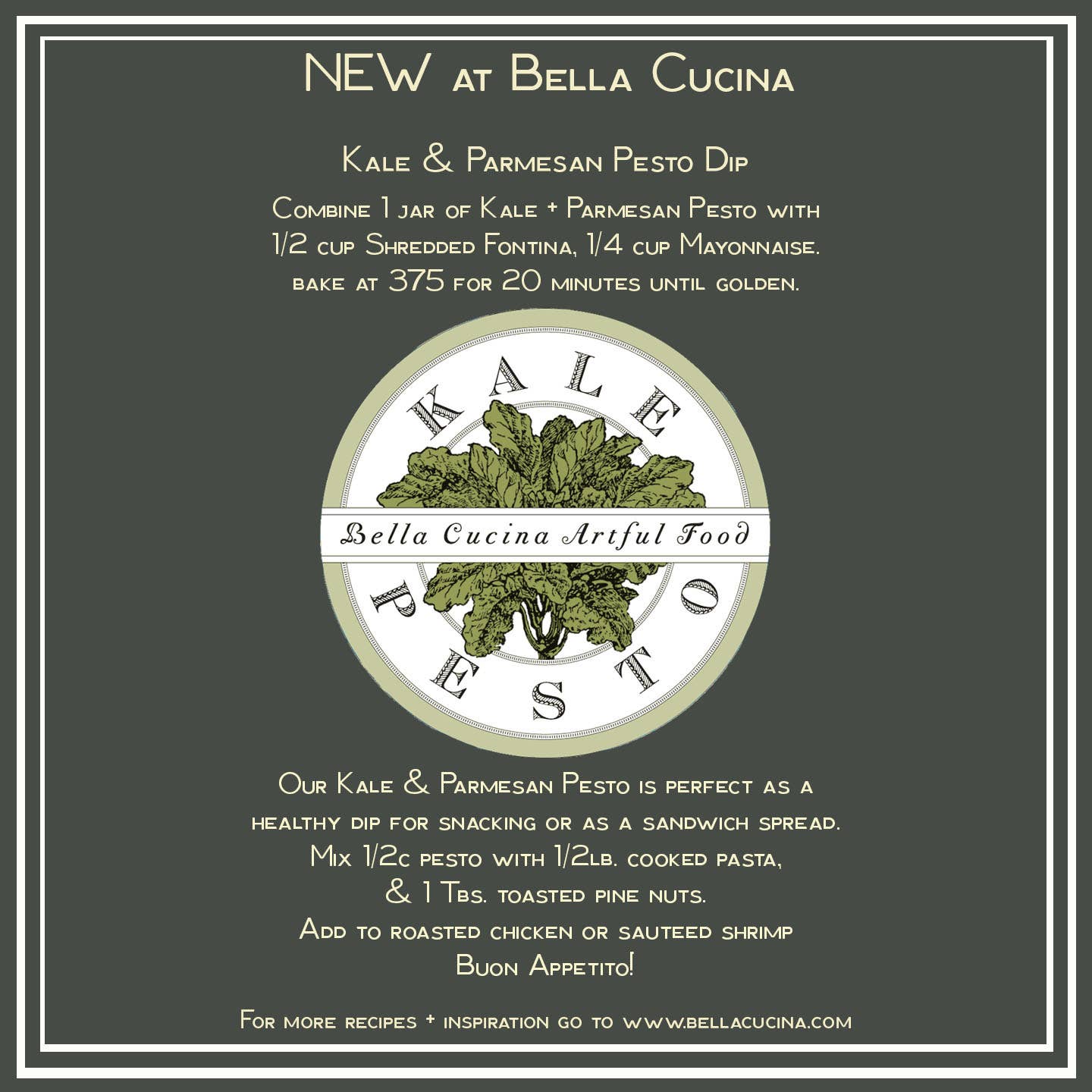 Kale & Parmesan Pesto - Bella Cucina (6oz / 170g)