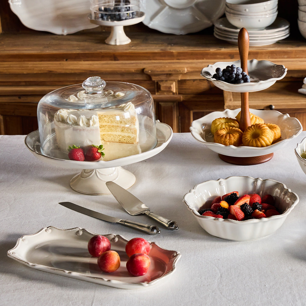 Berry & Thread Cake Stand - Whitewash