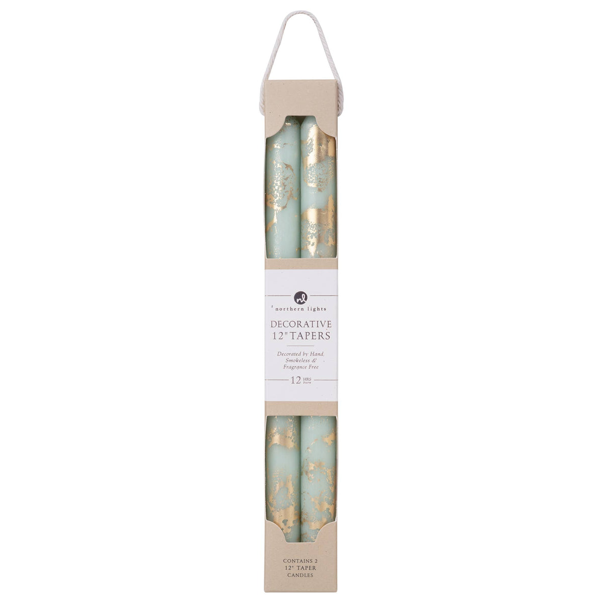 Taper Candles, Hunter Green with Gold - 12in (2 tapers)