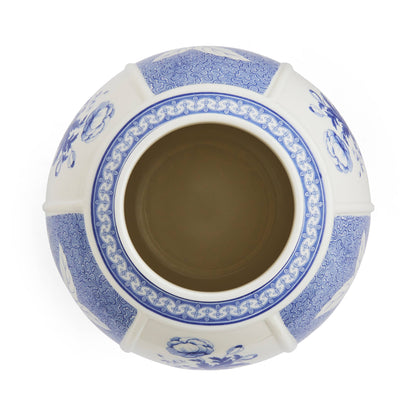 Blue Italian Vase, British Flowers - Spode (10in)