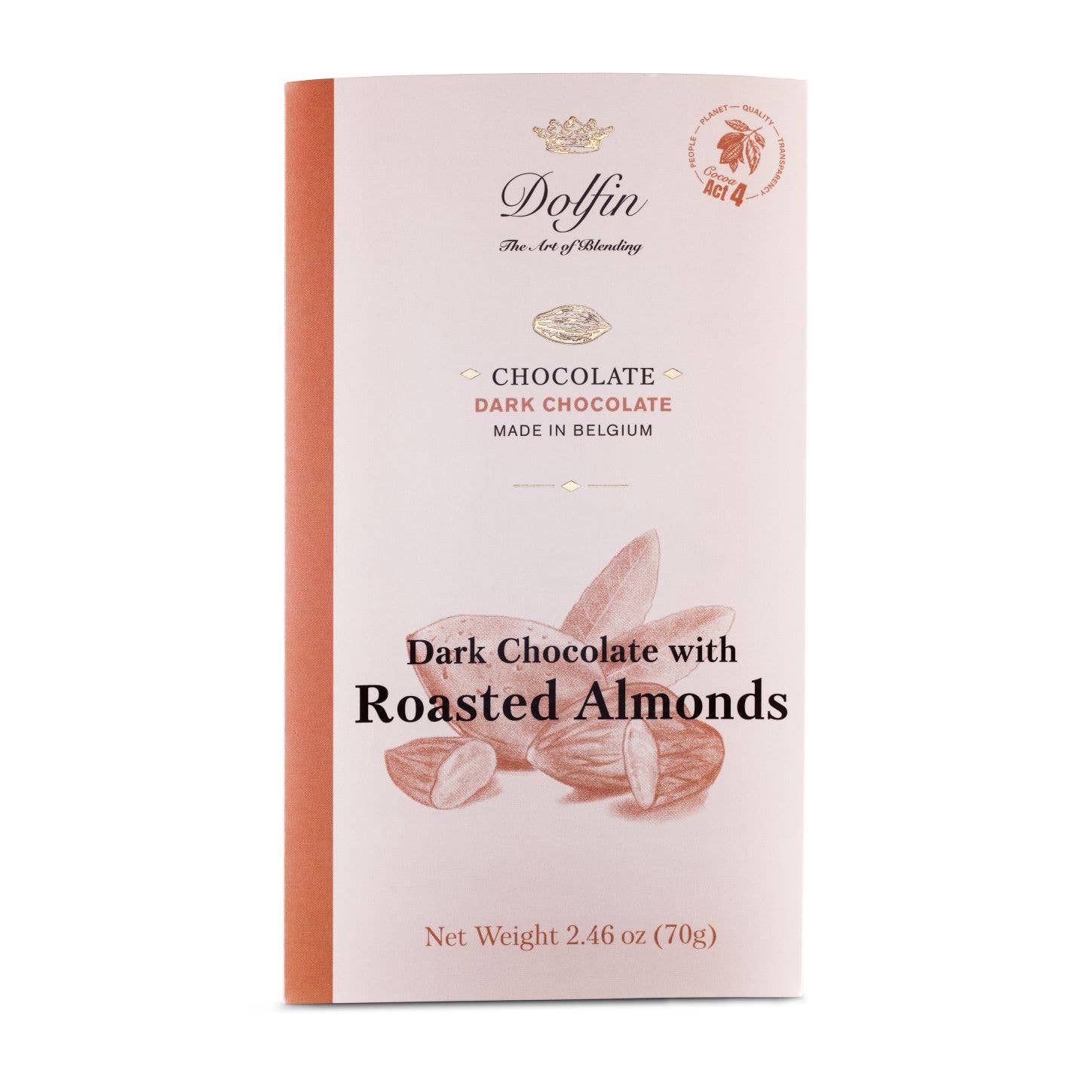 Dark Bar with Almonds, 60% Cocoa - Dolfin (2.5oz / 70g)