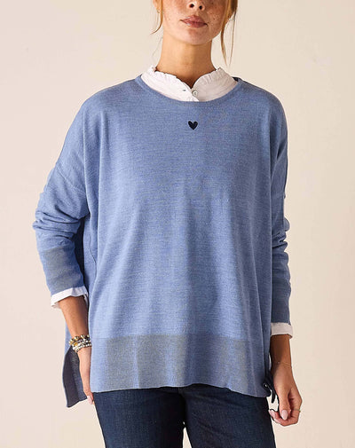 Amour Sweater, Chocolate & Icing Blue (One Size)