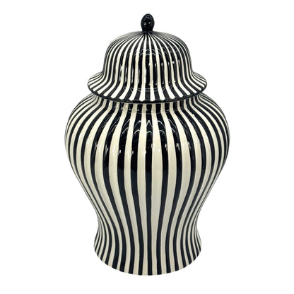 Black & White Candy Cane Striped Ceramic Vase, 18in