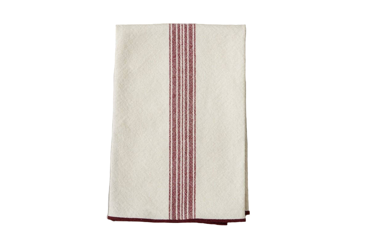 Dinner Napkins, Vintage Merlot Red Stripe, Set of 4