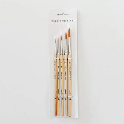 Watercolor Paintbrush, Set of 5 Wood Brushes