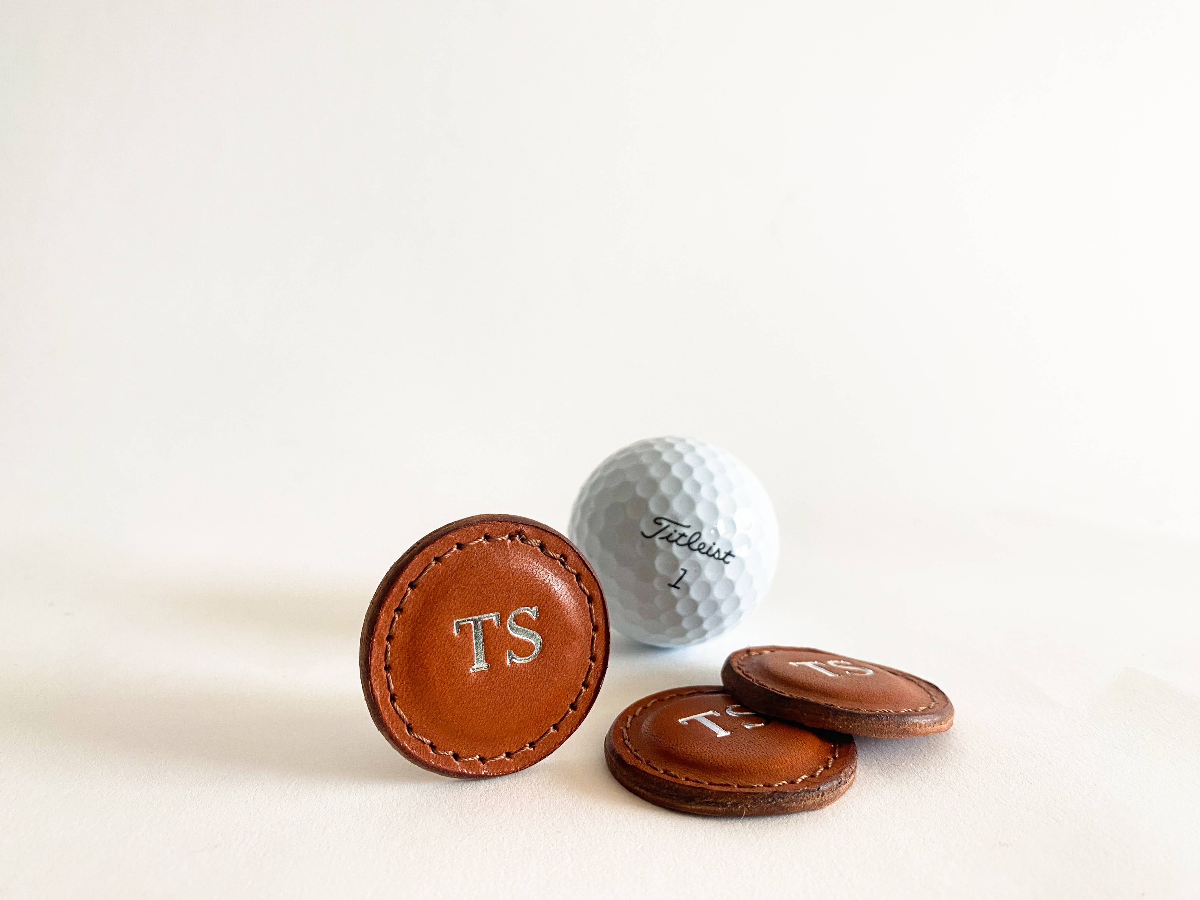 Golf Ball Markers, 'OST' Embossed, Tan (Set of 2)