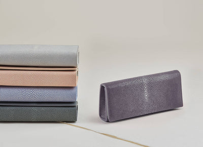 Cleo Shagreen Clutch, Coffee