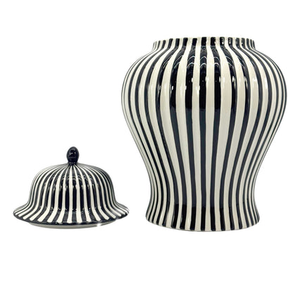 Black & White Candy Cane Striped Ceramic Vase, 18in