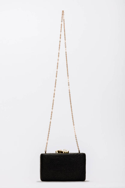 Jen White Stones Clutch, Black - Kayu