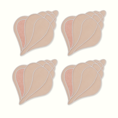 Shell Linen Cocktail Napkins, Set of 4 - House of Gleason