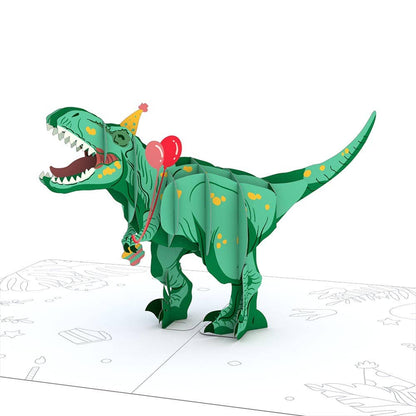 Playpop Card 4.5in x 5.9in T-Rex Birthday, Pop-Up Card