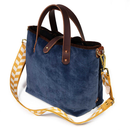 Luxe Velvet Mini Tote, Cadet Blue