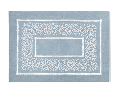 Linen Placemat, White on Taupe