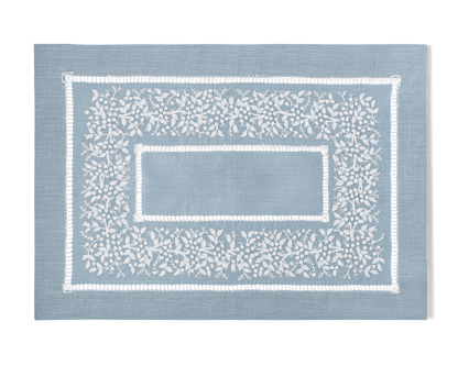 Linen Placemat, White on Taupe