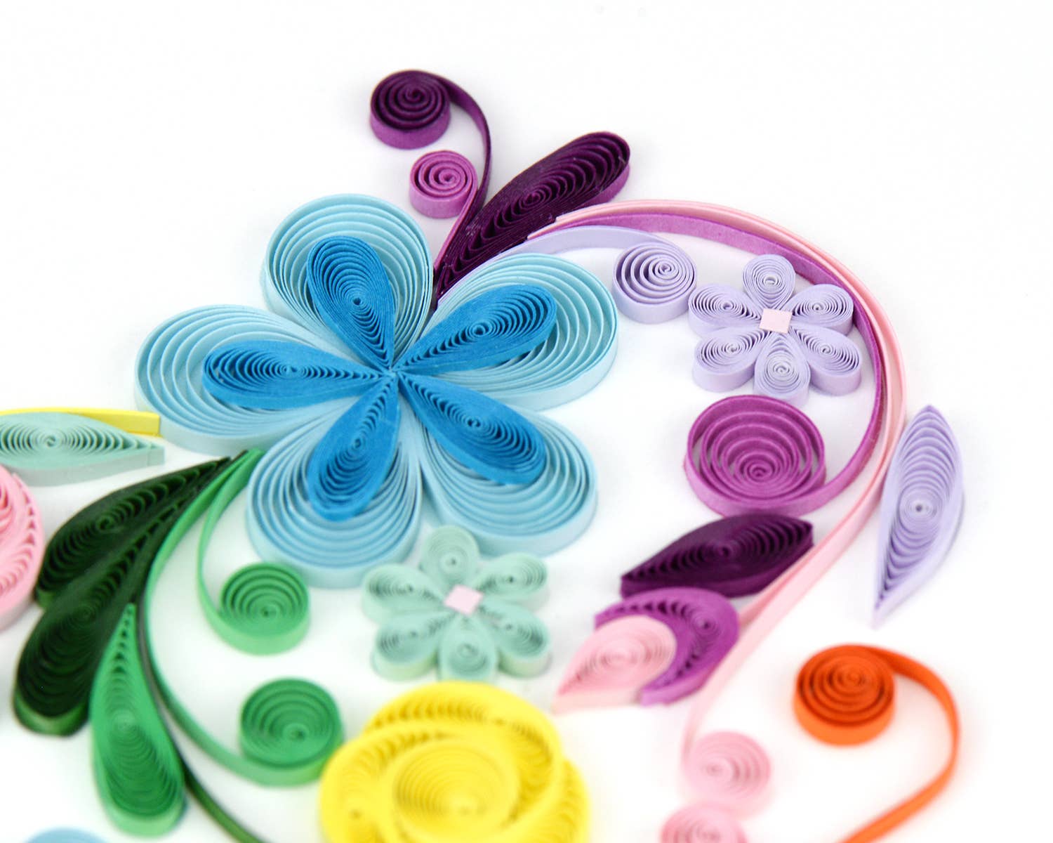 Floral Rainbow Heart - Quilling Card (6in sq, hand-made with envelope)