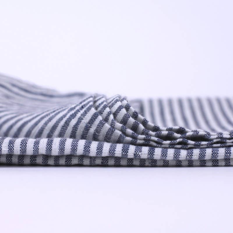 Blue & White Linen Hand Towel, Stonewashed - Thumbnail 3