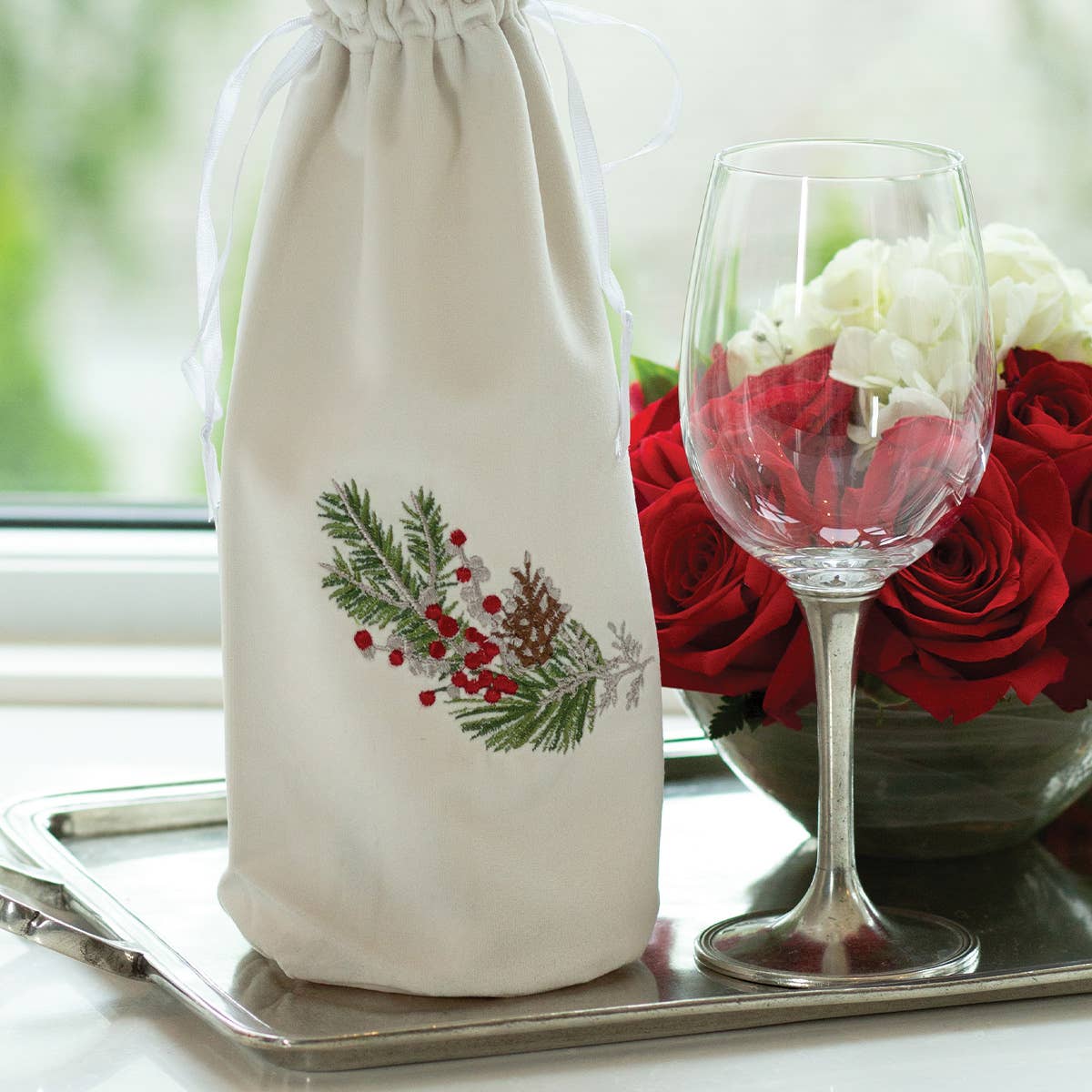 Natale Velvet Wine Bag - Arte Italica