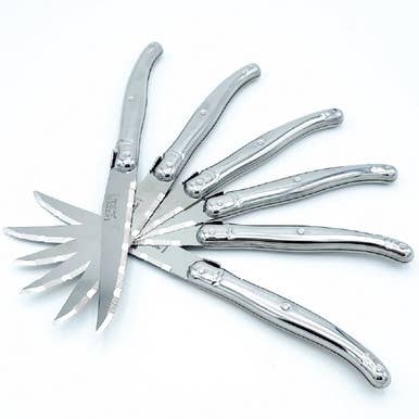 Steak Knives, Stainless Steel (Set of 6, Wooden Block) - Jean Dubost Laguiole