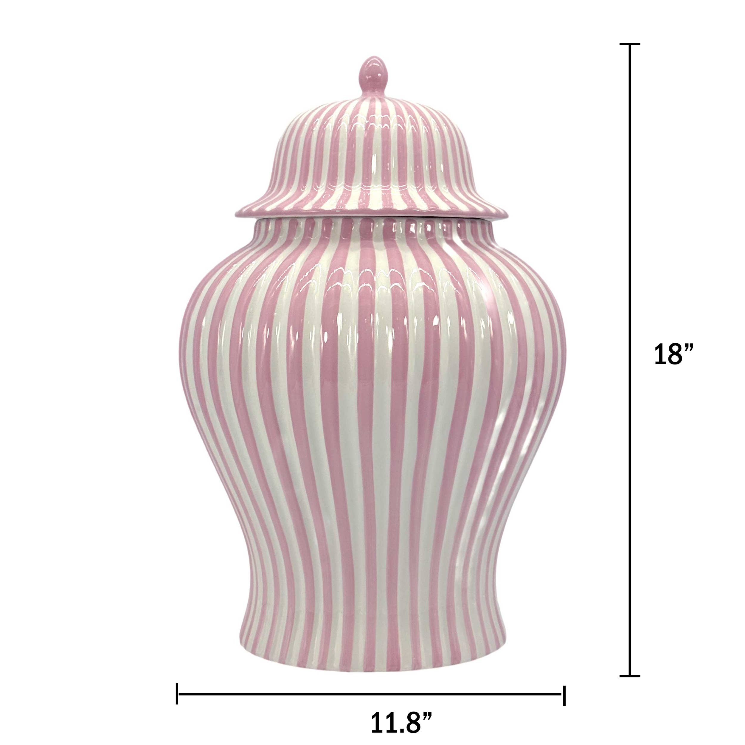 Pink & White Candy Cane Striped Ceramic Vase 18in