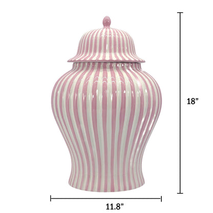 Pink & White Candy Cane Striped Ceramic Vase 18in