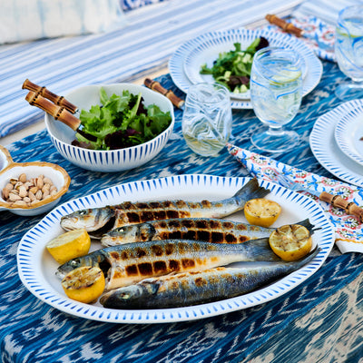 Sitio Stripe Coupe Bowl - Delft Blue