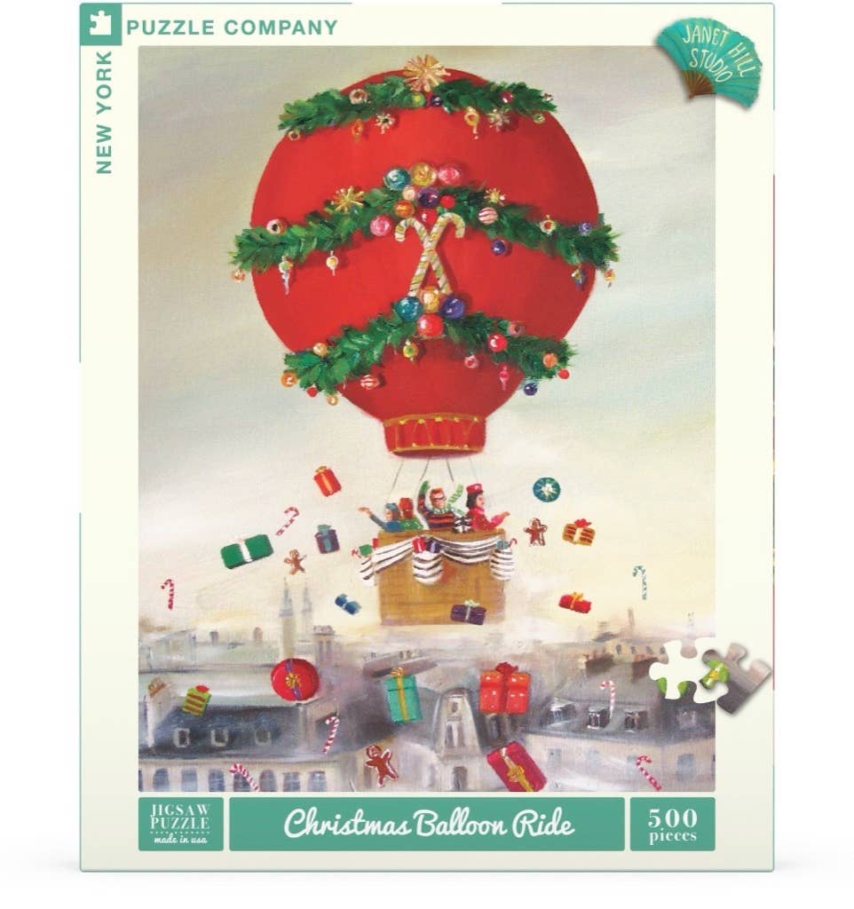 Christmas Balloon Ride Jigsaw Puzzle, 500 Pieces - New York Puzzle Co. (18in x 24in)
