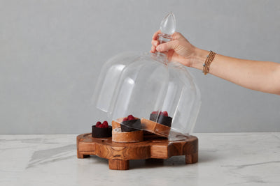 Quatrefoil Serving Board Riser & Glass Dome