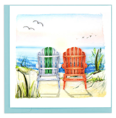 Card, Beach Adirondack Chairs - Quilling Card (6in sq)