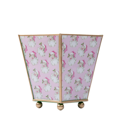 Cachepot, Jolly Santa Enameled Square Planter, Light Pink - Jaye's Studio (6in)