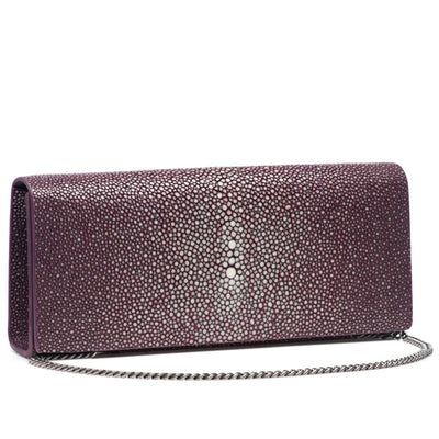 Cleo Shagreen Clutch, Coffee
