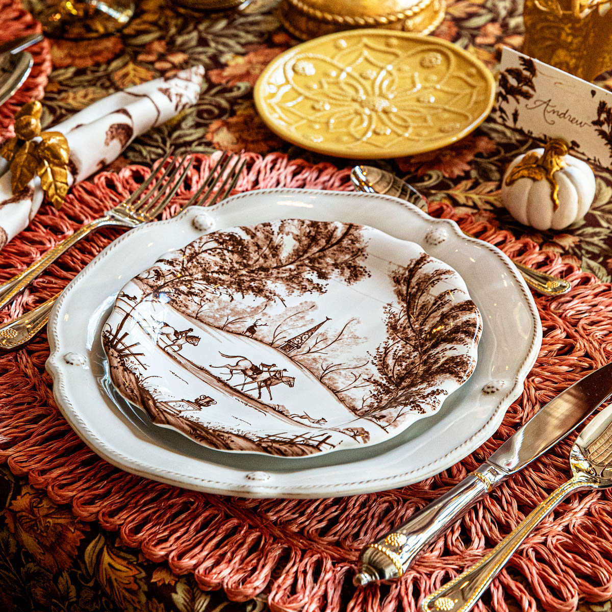Country Estate Harvest Party Plates, Sepia (Set of 4) - Juliska (8.5in)