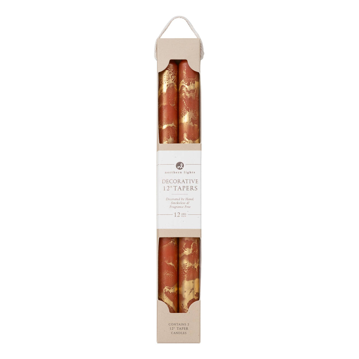 Taper Candles, Cream with Gold - 12in (2 tapers)