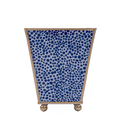 Shagreen Enameled Square Cachepot Planter, Blue & White (6-in)