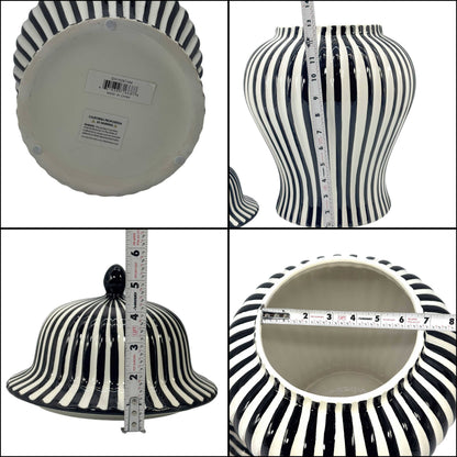 Black & White Candy Cane Striped Ceramic Vase, 18in
