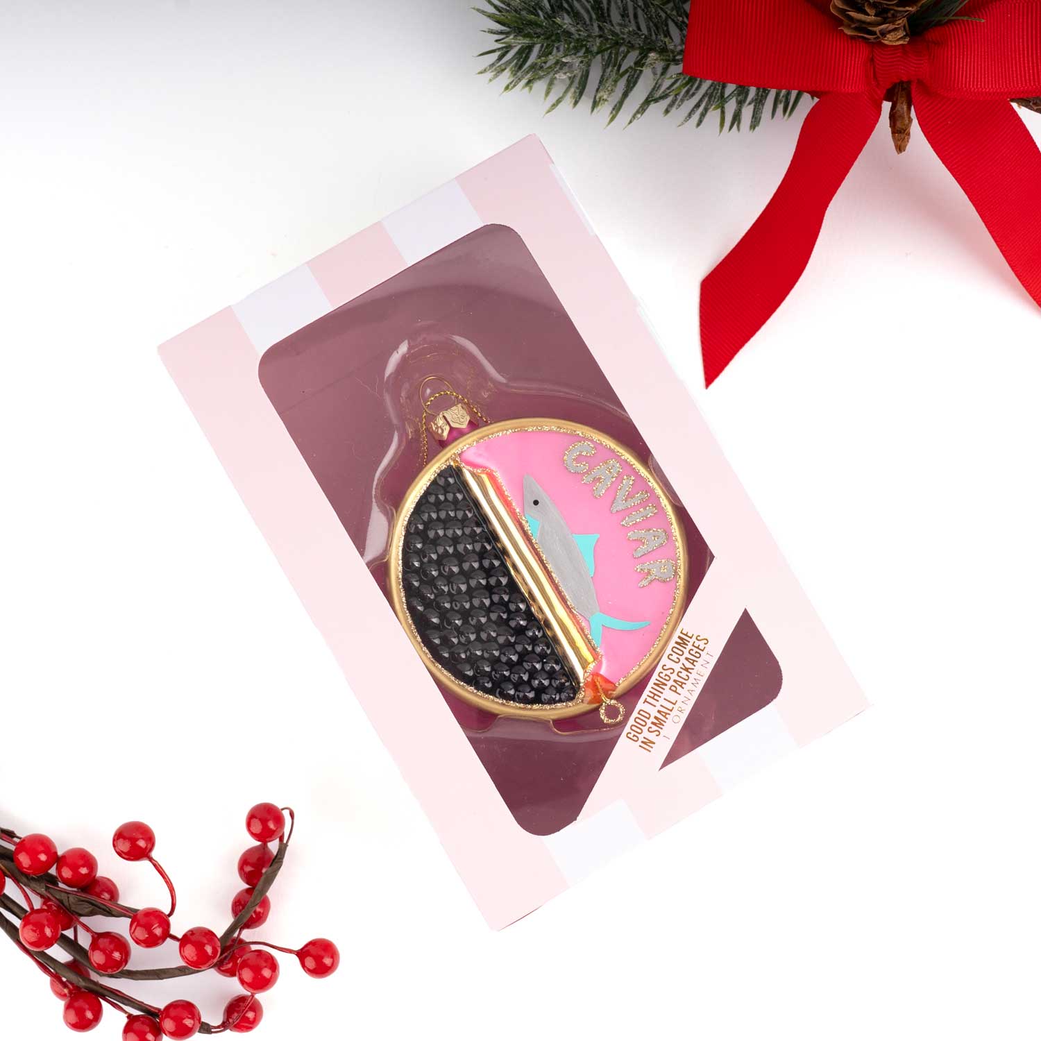Caviar Tin Glass Ornament