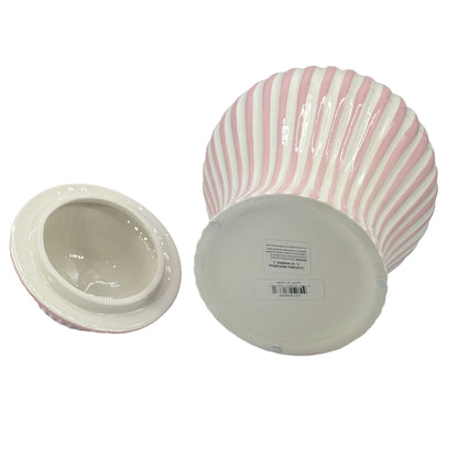 Pink & White Candy Cane Striped Ceramic Vase 18in