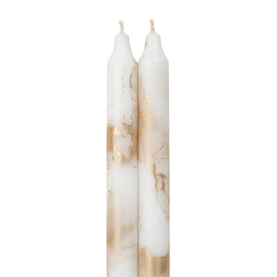 Taper Candles, Cream with Gold - 12in (2 tapers)