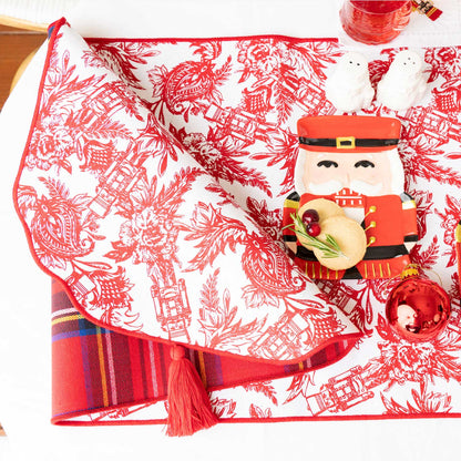 Nutcracker Toile Reversible Tassel Table Runner (16in x 108in)